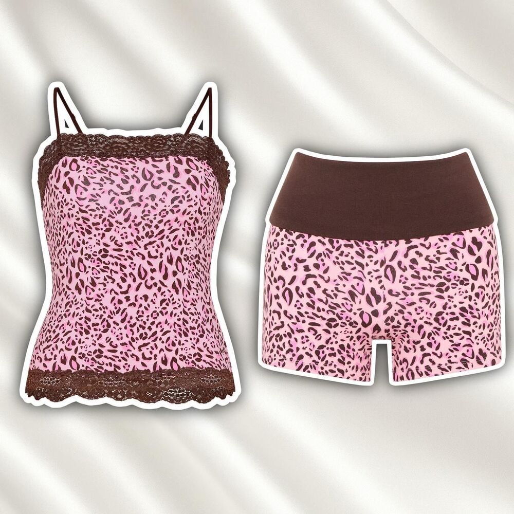Victoria's Secret x frankie’s bikinis Pink leopard print set